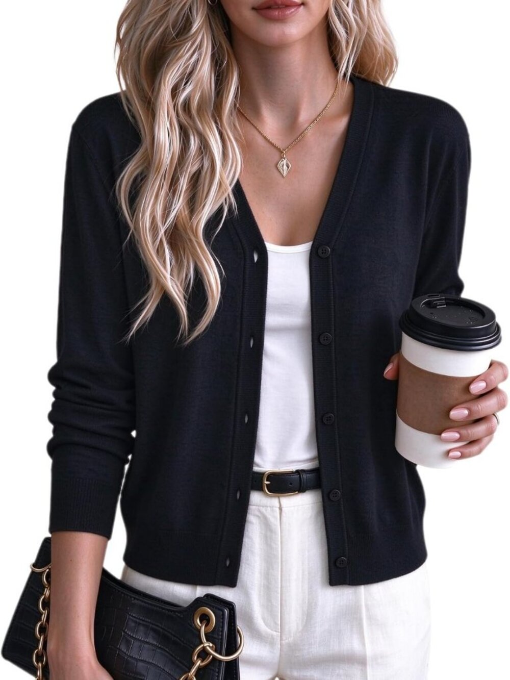 Cozy Women's Wool Blend Cardigan Sweater - Business Casual Fall Layering Top